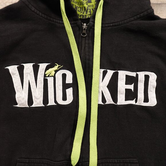 Wicked Hoodie Zip-Up Women’s Medium Black Green Graphics Casual Streetwear - Picture 2 of 10